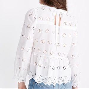 Madewell White Tie-Back Peplum Blouse